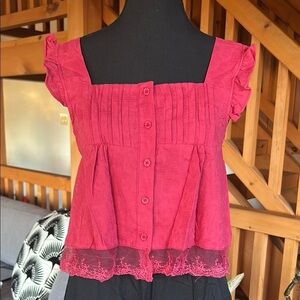 Cap Sleeve Blouse with Pleated Ruffles